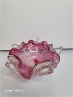 Vintage Murano MCM Cranberry Pink Glass Bowl