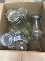 Lot of 9- Mixed Size Glass Jars