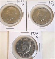 2 - 1971 D & 1972 D Kennedy Half Dollar
