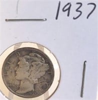1937 Mercury Silver Dime