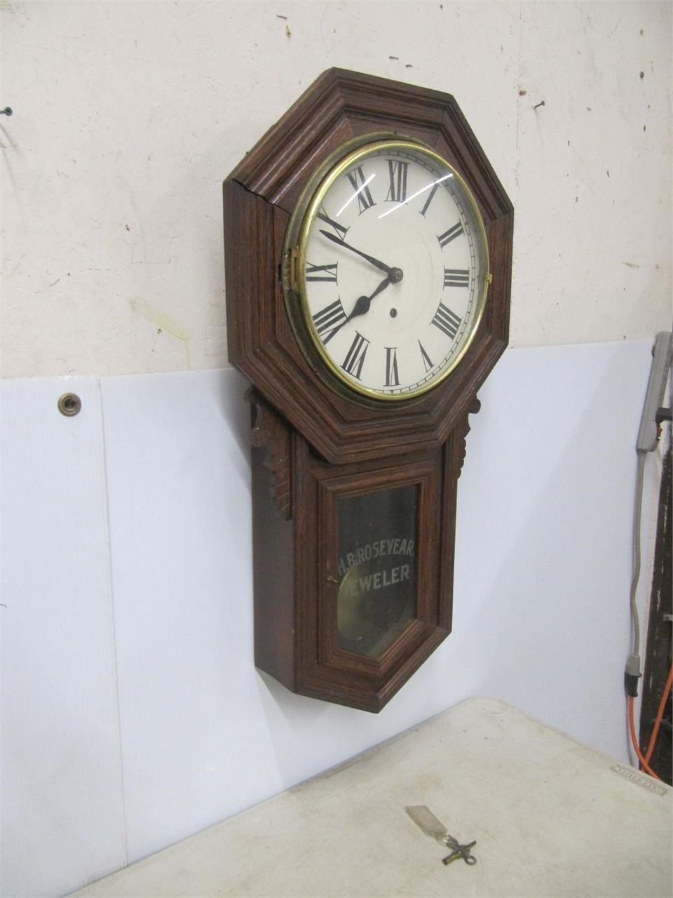 ANTIQUE PORT HOPE STORE CLOCK WITH KEY