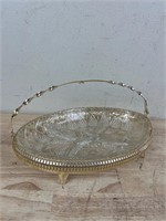 Vintage silver and crystal serving plate