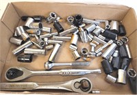 Flat of Assorted Ratchets and Sockets