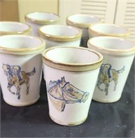8 stoneware cups made in KY for the 106th ky