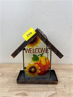 Hanging welcome sign