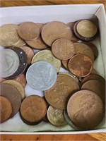 A group of foreign coins