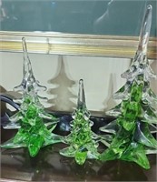 Set of 3 glass trees