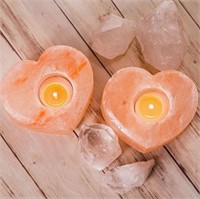 2 PACK Zennery Himalayan Salt Heart Candle Holders