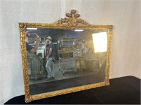 Deco Gilt Painted Floral Framed Mirror