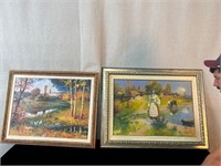 2pc Paintings: Pastoral, Native Farmers