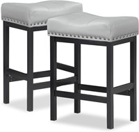 24 Height  Bar Stools Set of 2  PU Leather  Grey.