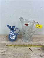 Lefton pitcher and gorham crystal pitcher