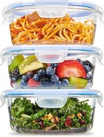 FineDine Set of 3-32oz Glass Food Containers