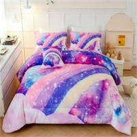 4PC Queen Sz URBONUR Tie Dye Pink Comforter Set -