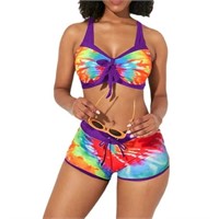 Sz XXL Tie-Dye Print Women 2 Pieces Swimsuits