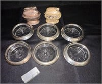 (6) GLASS ASH TRAYS & (3) LIGHTERS