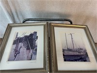 2pc Photo Lithographs of Marine Ship Escape