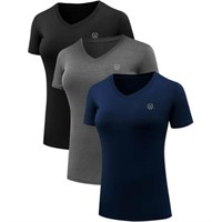 Sz L  NELEUS Women's Compression Workout Shirt 3 P