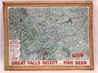 Vintage Great Falls Select Topographical MT Map