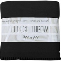 Black Fleece Throw Blanket 60L x 50W
