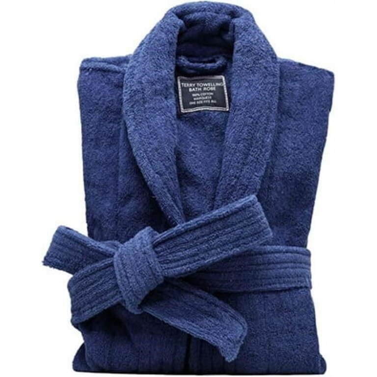 One Size  Navy All-Cotton Terry Cloth Men's Robe