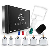 PURAVA Cupping Therapy Set with Vacuum Pump for Te