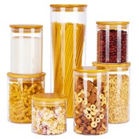 7 PACK Glass Jar With Bamboo Lid