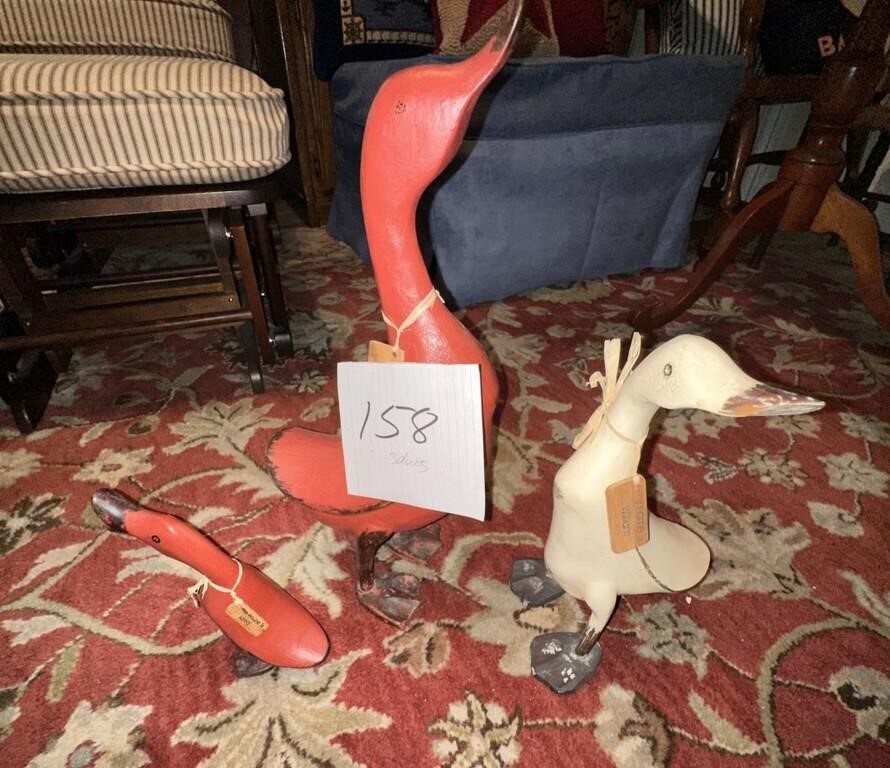 (3) HAND CARVED DUCKS
