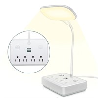 LED Desk Lamp with 2 USB Ports  4 AC Outlets  2 Co