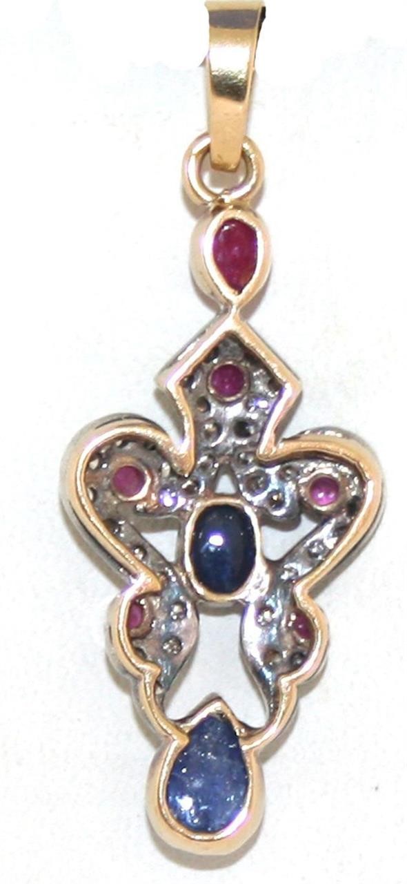 3.5 Ct Diamond & Sapphire Ruby 5 Gram 14K Necklace