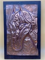 Hammered Copper Horse Relief