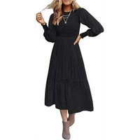L  ( Size -L Flowy Casual.)Womens Long Sleeve Dres