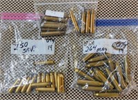 3 BAGS OF RELOADING BRASS (SIZES ON BAGS)