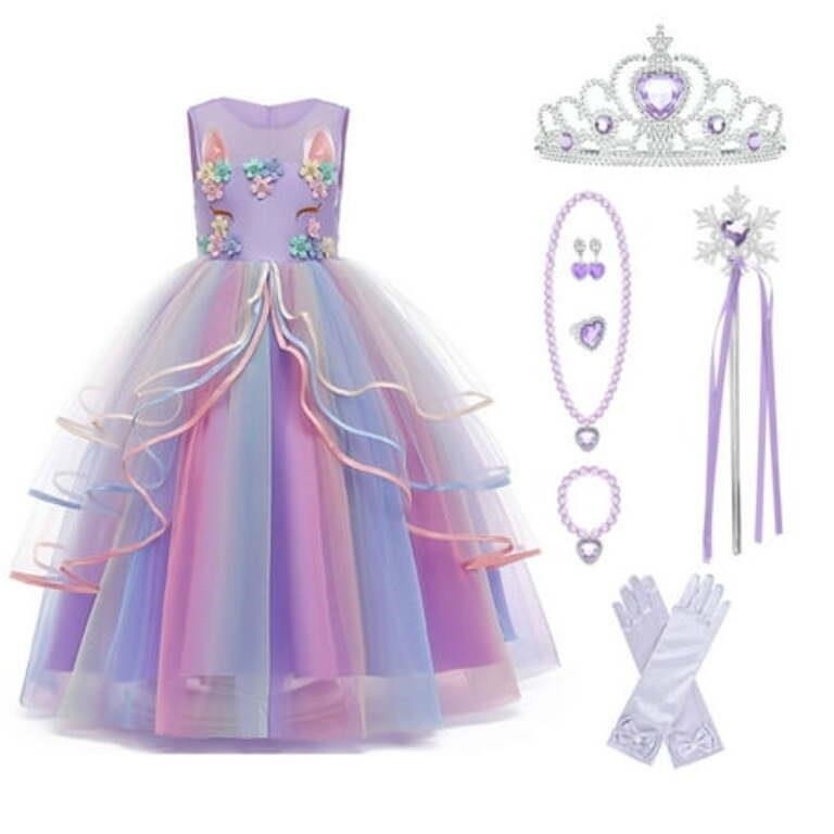 10 - 11 Years  Girls Unicorn Costume Princess Long
