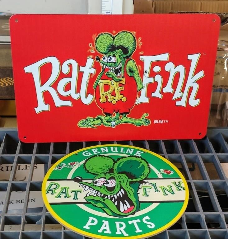 2 RATE FINK HOT ROD SIGNS