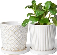 LE TAUCI Ceramic Plant Pots  5.4 Inch  Set of 2  R