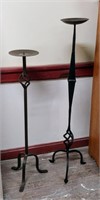 2 DIFF WROUGHT IRON CANDLE STANDS