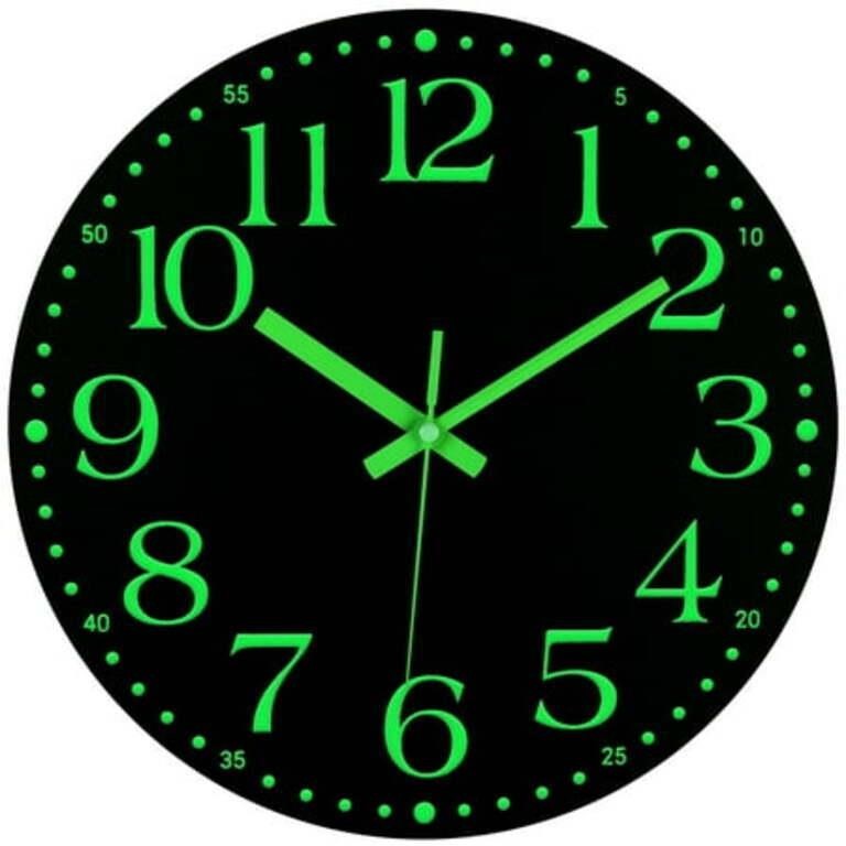 JoFomp Wooden Glow in The Dark 12-inch Clock