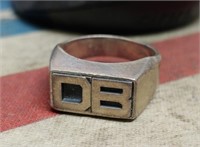 "DB" STERLING SILVER INITIAL RING 8.5-9 10.4g