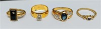 4 GOLD TONE COSTUME JEWELRY RINGS