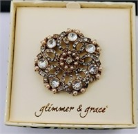 GLIMMER & GRACE COSTUME JEWELRY BROOCH / PIN