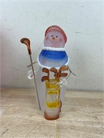 Vintage glass golfing snowman