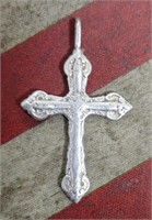 STERLING SILVER CROSS PENDANT - TESTED BUT NOT