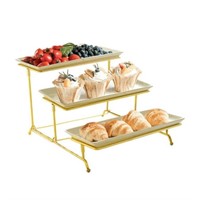 Gold-3Tier  Tripumer Large 3 Tier Cake Stand Servi