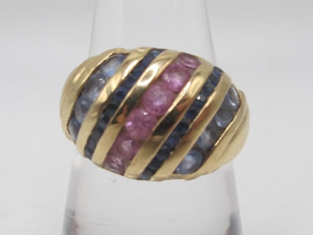 14KT Y/G RING SAPPHIRE PINK SAPPHIRES CONGANITE