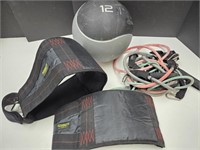 12 LB Medicine Ball, Belts & Exercise Bands