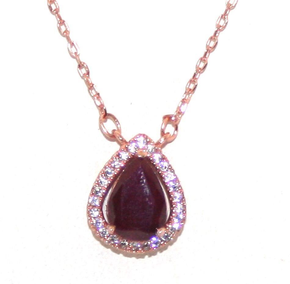 1.85 Ct Silver Lab Sapphire, Ruby Necklace