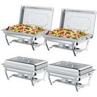 4 Pack Full Pan  TINANA 8QT Stainless Steel Chafin