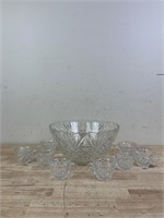 Vintage crystal punch bowl and glasses