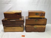 6 Vintage Small Wooden Boxes/Hope Chests